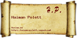 Haiman Polett névjegykártya